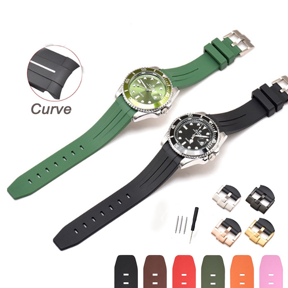 Dây Đeo Đồng Hồ Bằng Silicon TPU Dày 20mm 21mm 22mm Cho Rolex