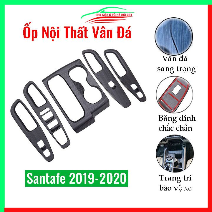 Ốp nội thất cho xe ô tô Santafe 2019 2020 Nhựa ABS vân đá bảo vệ chống trầy xước và làm đẹp xe