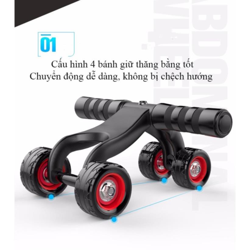Con Lăn Tập Cơ Bụng  4 Bánh - Dụng Cụ Tập Gym Tại Nhà