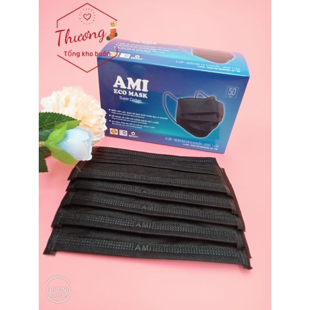 Hộp khẩu trang y tế Ami màu đen 4 Lớp 50c