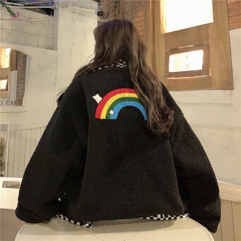 TKLIHN Áo khoác lông 2 mặt ULZZANG kẻ Caro hot TREND 2022 kèm 2 ẢNH THẬT CUỐI