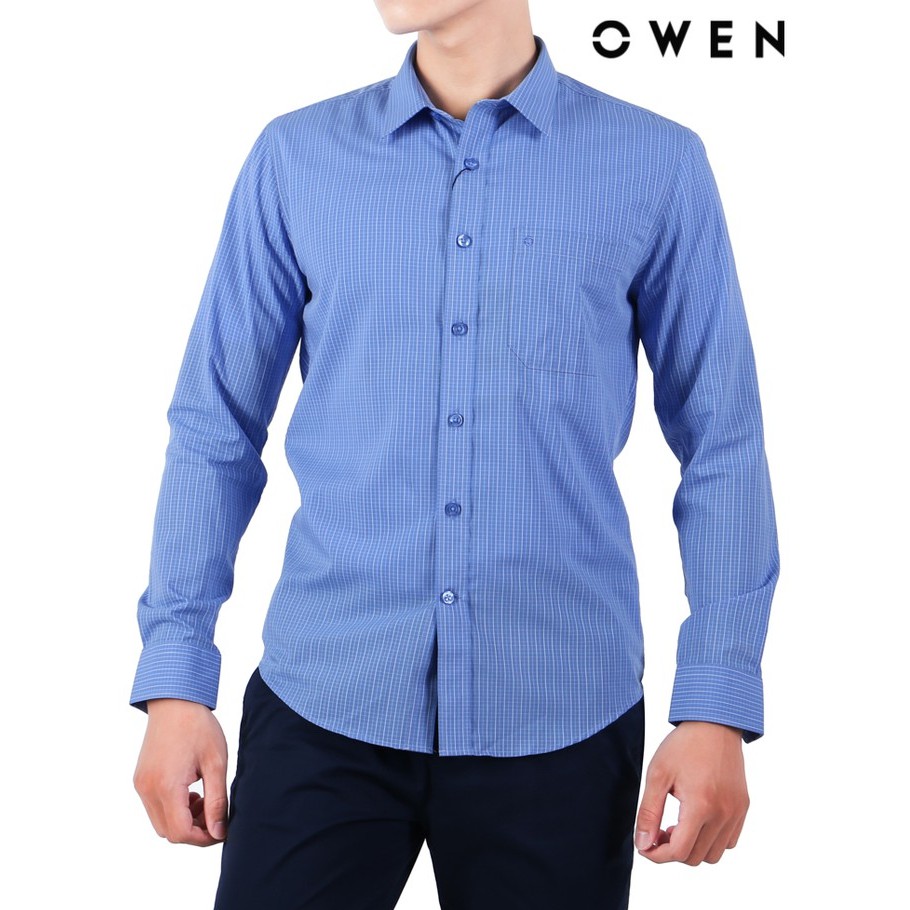 Áo Sơ mi dài tay OWEN Bamboo Slimfit màu xanh - AS21048DT