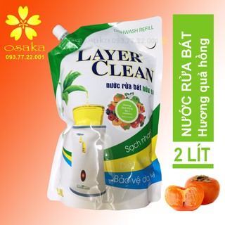 Nước rửa chén bát hữu cơ Layer Clean hương Quả Hồng túi 2L