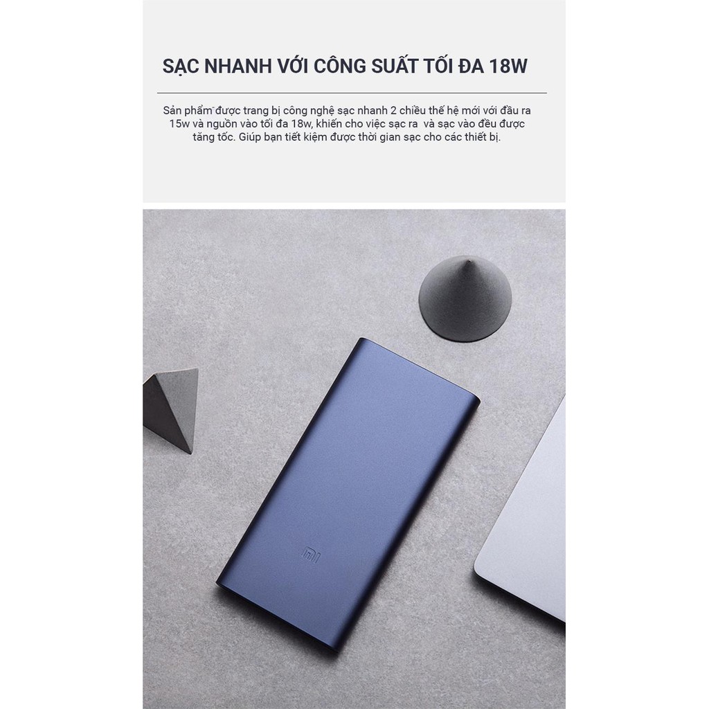 Sạc Dự Phòng Xiaomi 10.000mAh GEN 3 - Pin Sạc Dự Phòng XIAOMI Tặng Cáp Lightning TyPe-C - Bảo Hành 6 Tháng