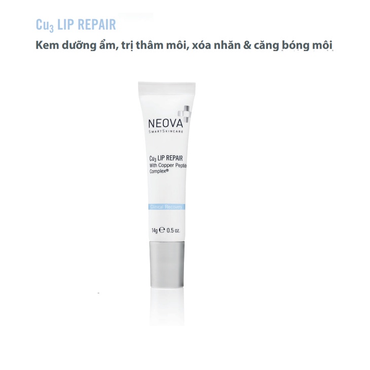 Kem Dưỡng Môi Căng Bóng, Giảm Thâm Môi NEOVA CU3 LIP REPAIR 14g