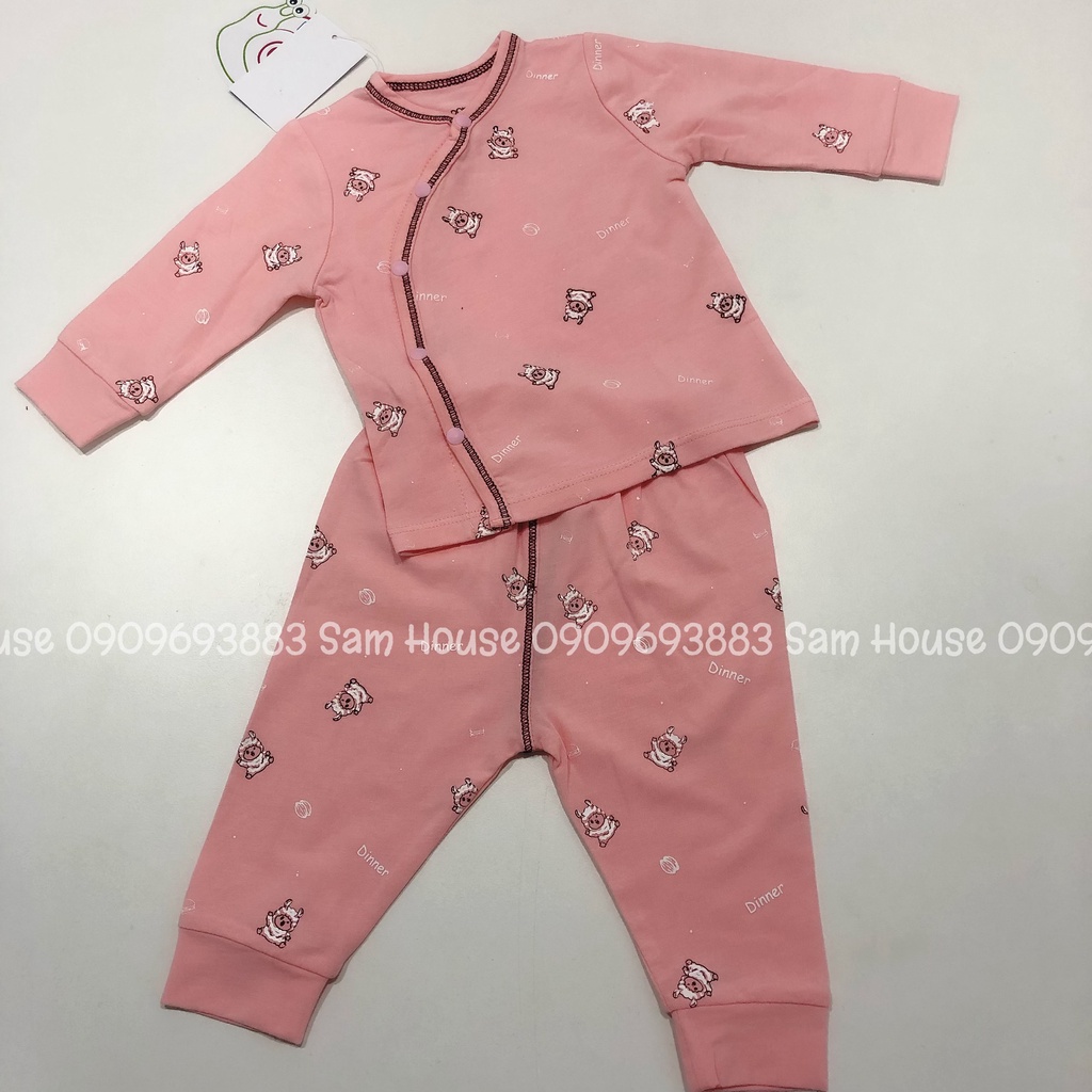 DOKMA - Bộ cài lệch dài tay cho bé trai, bé gái từ 0M đến 3M