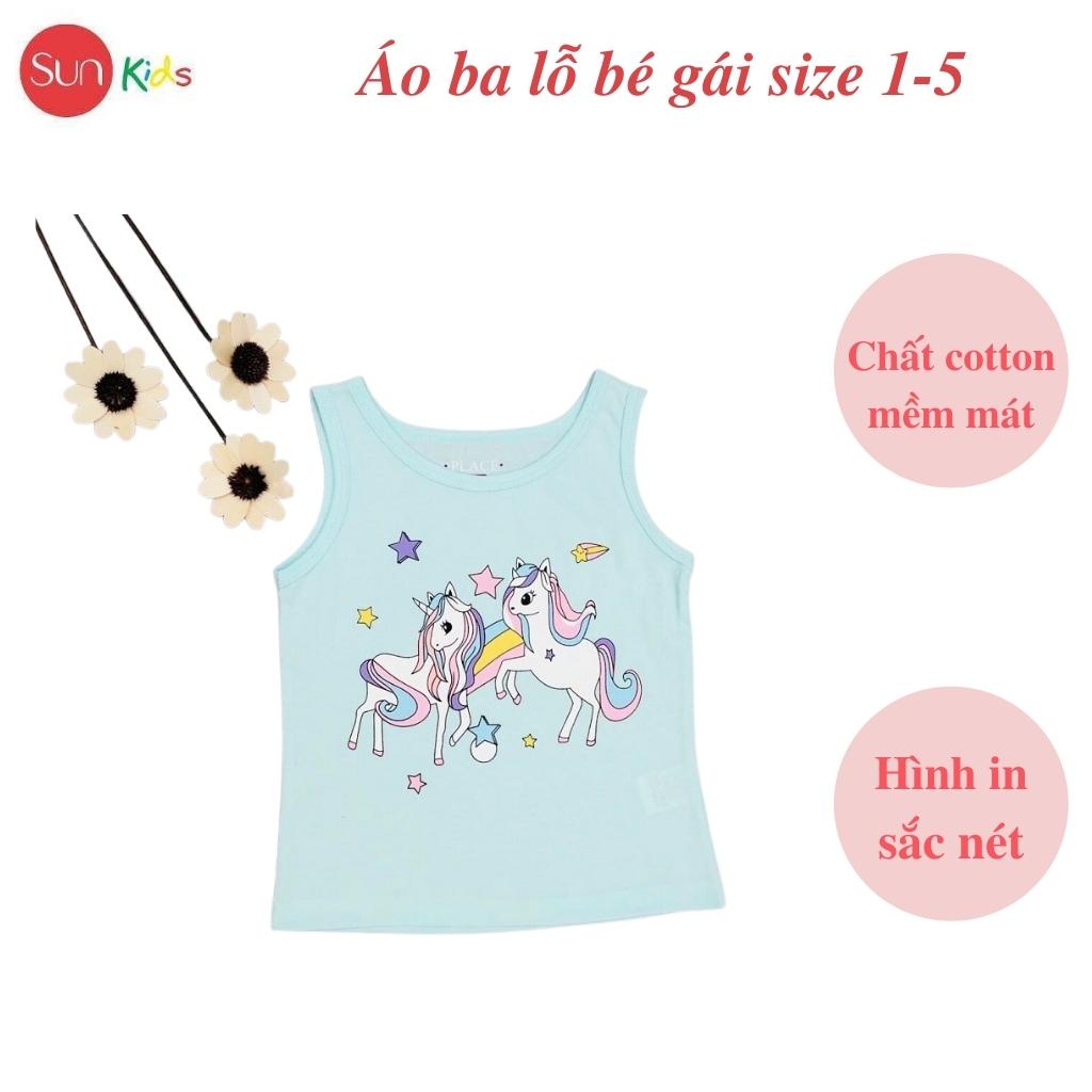 Áo thun bé gái, áo phông bé gái dáng ba lỗ, chất cotton, nhiều màu, size 1-5 - SUNKIDS