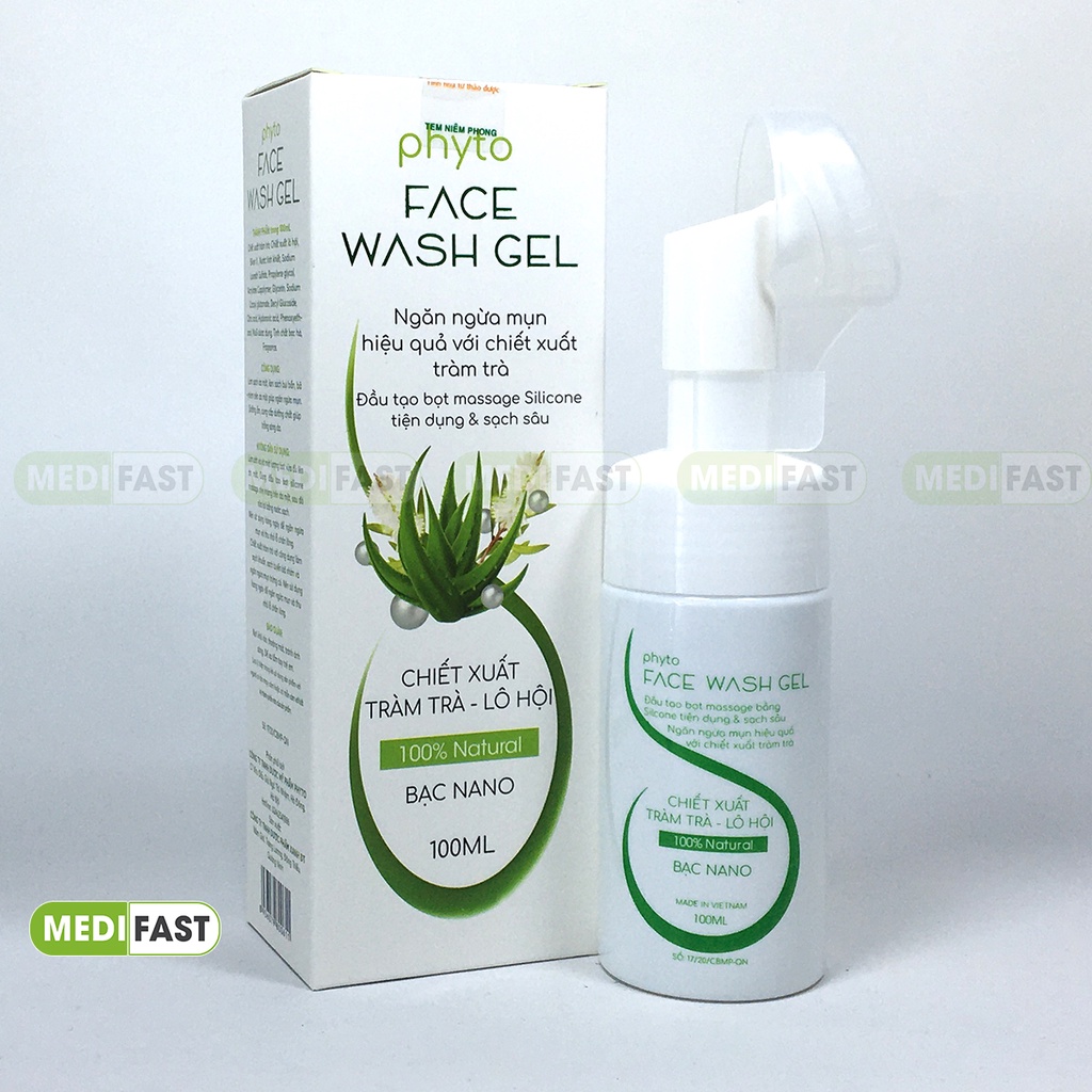 Gel rửa mặt Phyto Face Wash Gel - chai 100ml - Ngăn ngừa mụn hiệu quả - chiết xuất từ Tràm trà, Lô hội