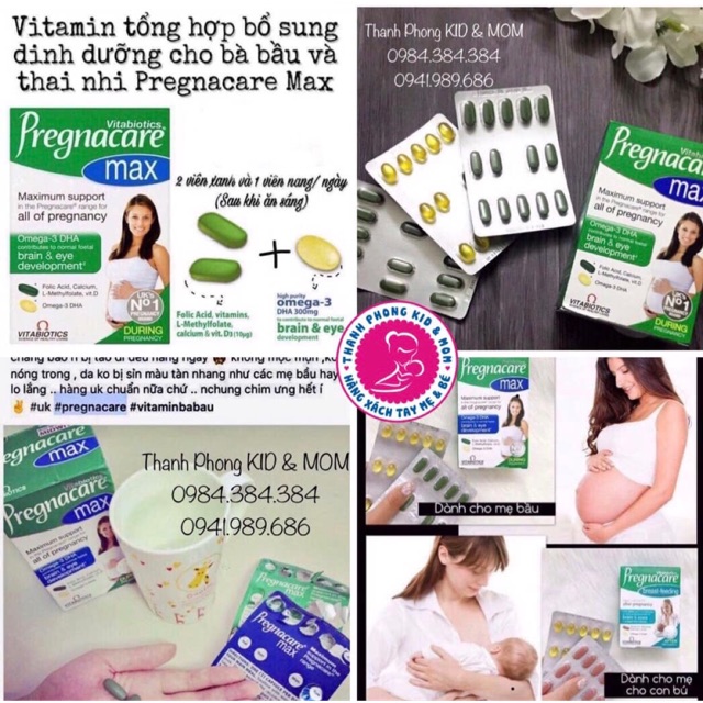 VITAMIN BẦU PREGNACARE MAX dành cho bà bầu