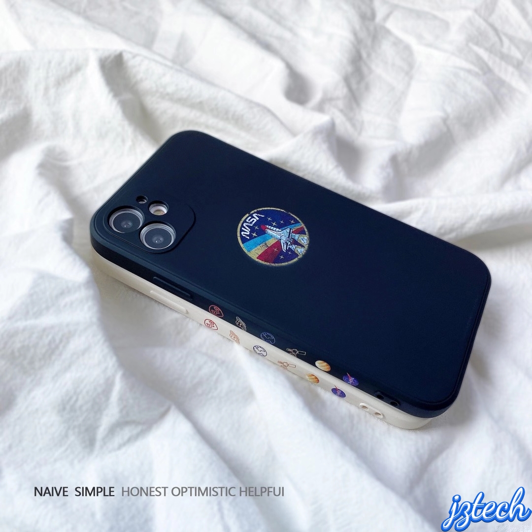 IPhone 12 11 Pro Max X Xs Max XR 8 7 Plus 12 Mini Fashion NASA Space Pattern Phone Case Cartoon Straight Edge Pattern Phone Case