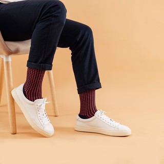 Tất cổ cao hoạ tiết Houndstooth - Navy Đỏ