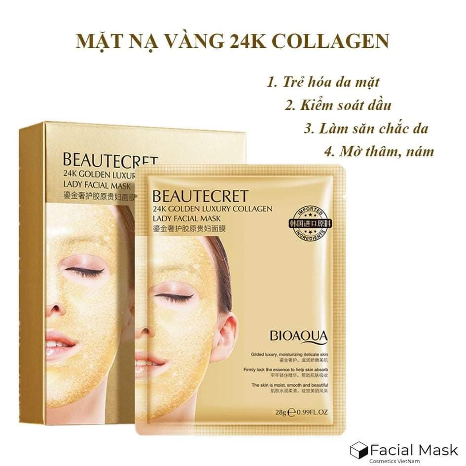 MẶT NẠ thạch thủy tinh Vàng 24k,MẶT NẠ thạch colagen trong suốt, hàng chính hãng bioaqua, giúp da trắng mịn mờ thâm nám