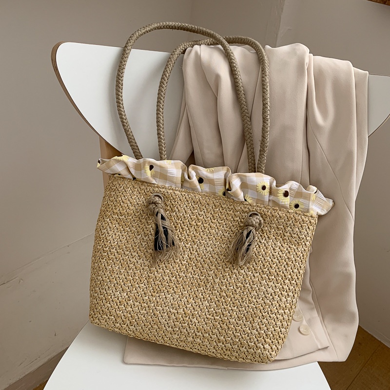 Túi cối đi biển túi đeo vai nữ hàn quốc mùa hè túi tote vintage du lịch
