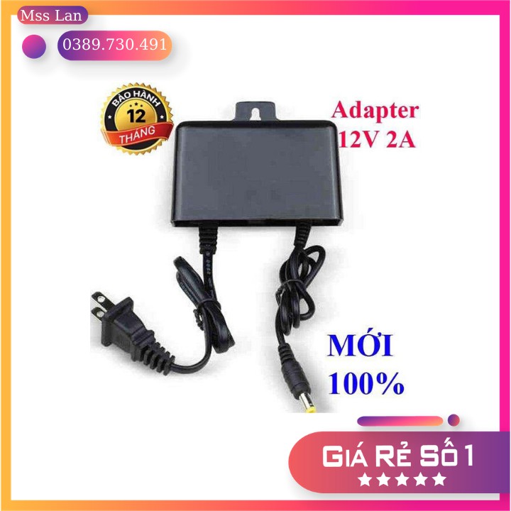 Nguồn Adapter 12V - 2A Chuyên Dụng Cho Camera Và Đầu Ghi Hình Có Móc Treo Và Chống Nước