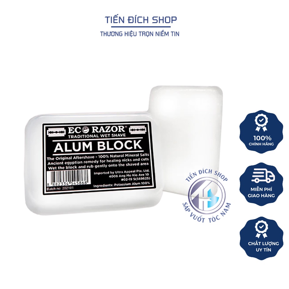 Phèn nhôm Ubersuave Eco Razor Alum Block 100g cho da sau cạo râu