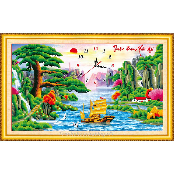 Tranh đính đá phong cảnh Thuận Buồm Xuôi Gió KT: 85*50cm