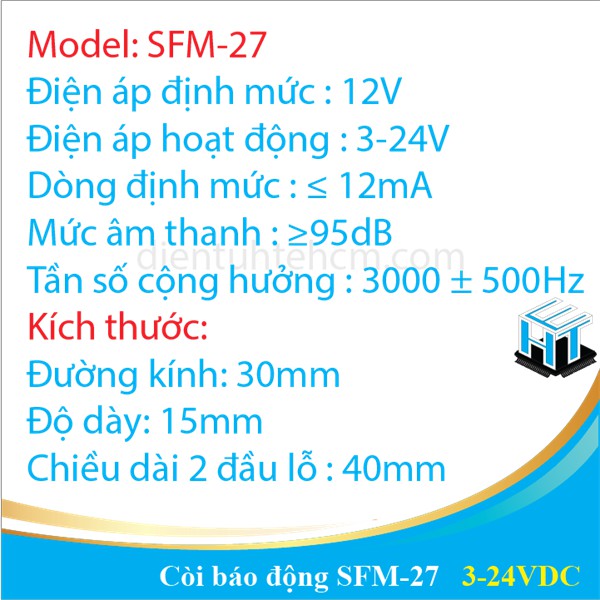 Còi báo động SFM-27 3-24VDC - 3000 ± 500Hz