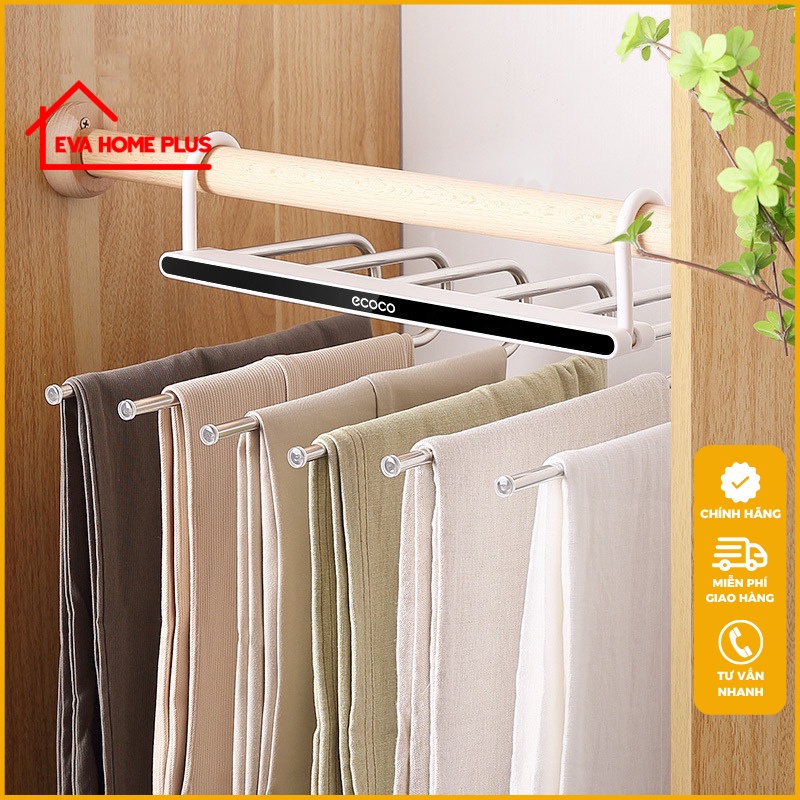 Móc treo quần gấp gọn ECOCO chính hãng móc quần áo inox cao cấp tiết kiệm không gian E2020
