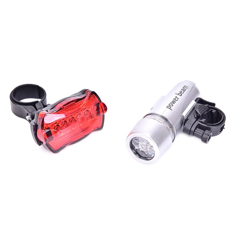 [funnyhouse]5 LED Lamp Bike Bicycle Front Head Light Rear Safety Flashlight Waterproof Set thro