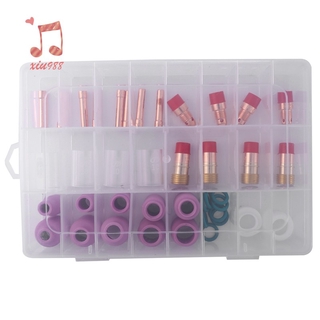 40pcs welder torch collets nozzle gas lens glass cup for tig wp-17/18/26 welding torch