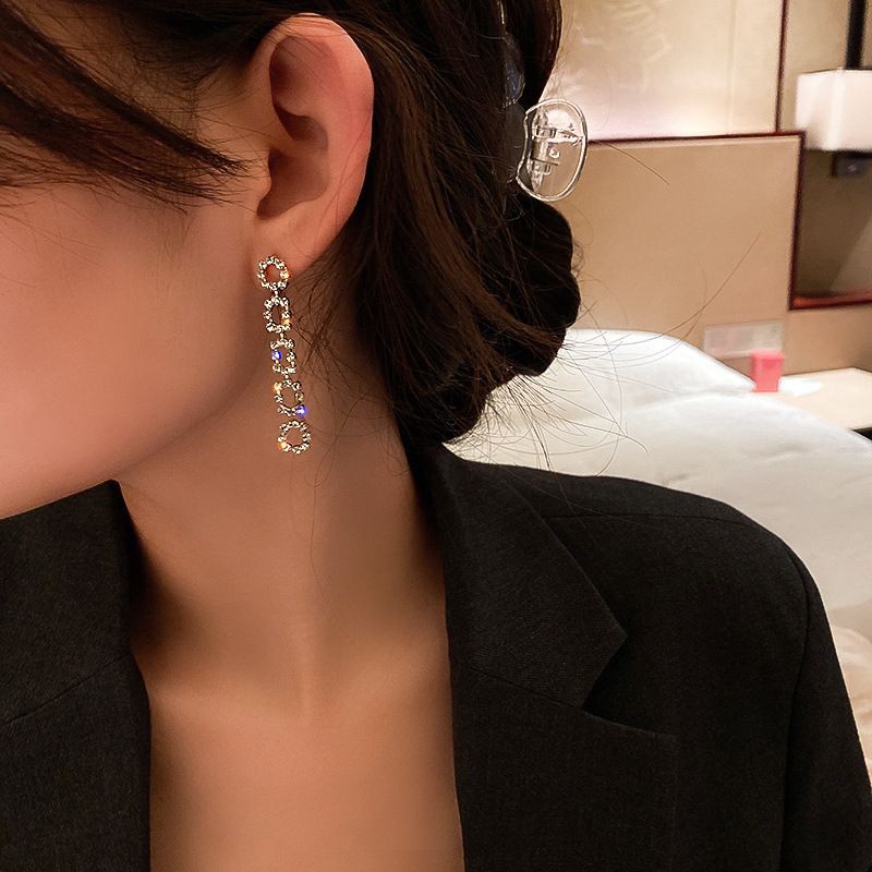 Hoa tai bạc S925 - Khuyên tai bạc S925 dáng dài Bling Bling cao cấp sang trọng ZaZa.accessories KT8075