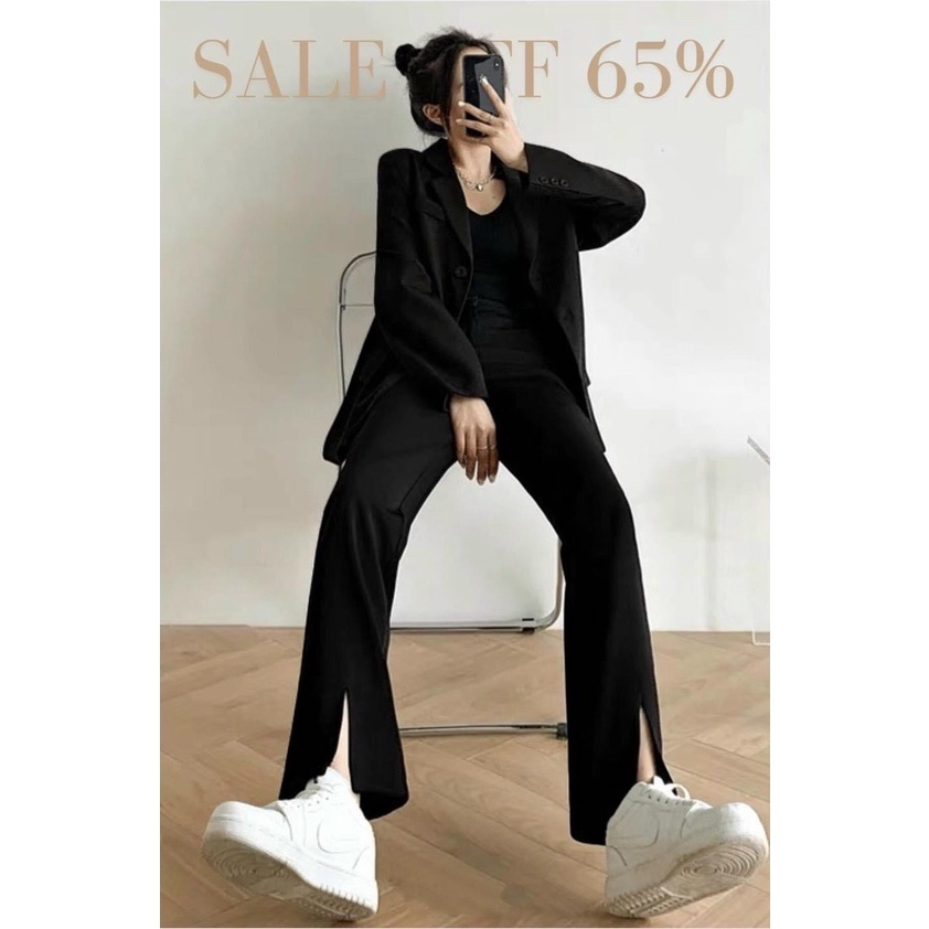 Quần Vải Nữ Ống Loe Xẻ Cạp Cao Chất Tuyết Mưa  Dáng Dài Siêu Tôn Dáng Phong Cách Hàn Quốc Cực Đẹp Senorita