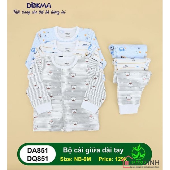 Dokma - Bộ quần áo SS cài giữa chất Bamboo 3-9M DB851