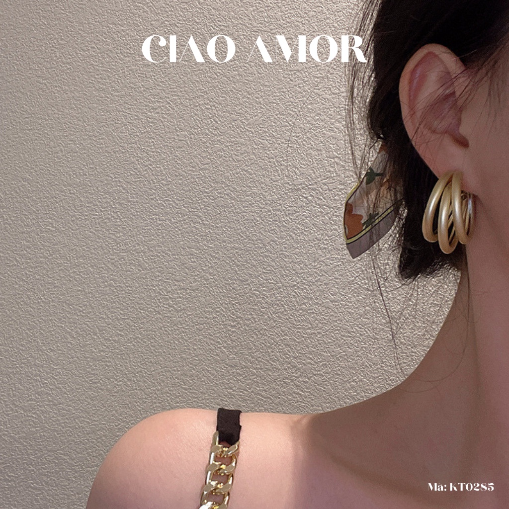 Khuyên tai nữ, bông tai vòng tròn 3 lớp hot trend Trang sức Ciao Amor - KT0285