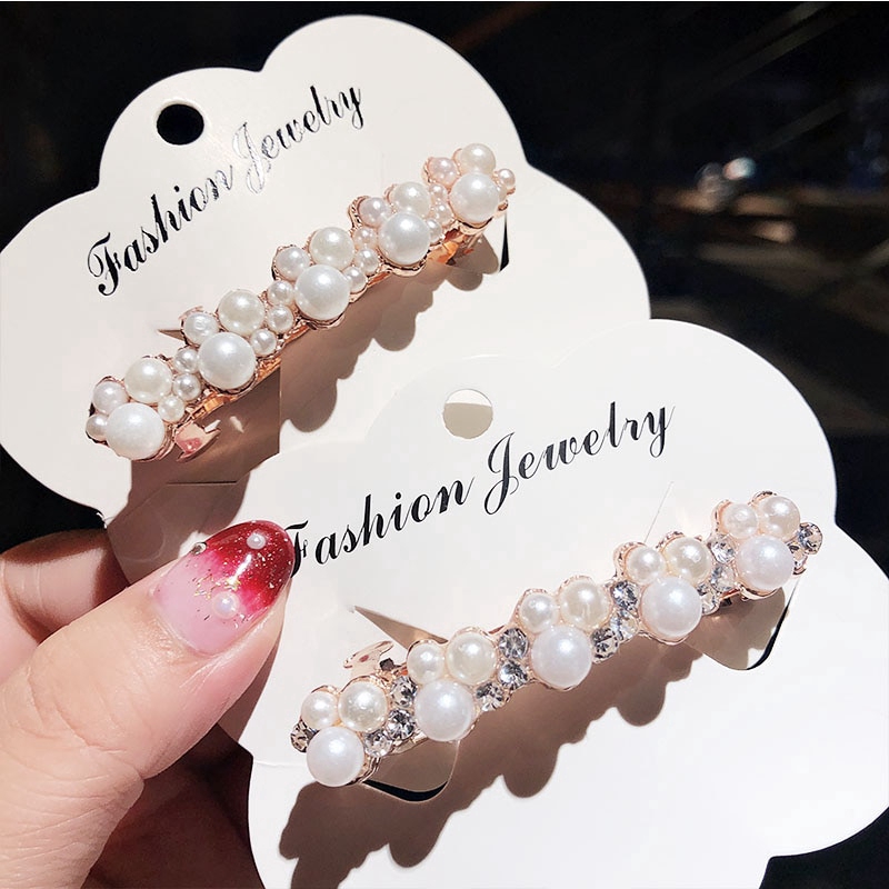 Women Elegant Pearls Crystal Shining Hairpins,Beautiful Hair Clips Accessories