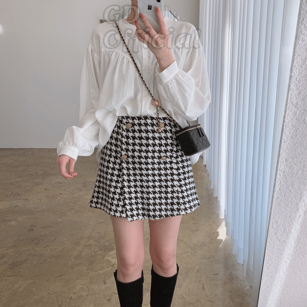B11|Set bộ nữ dạ tweed áo gile tanktop khóa cài, váy cạp cao chữ A,sơ mi thanh lịch gd_order