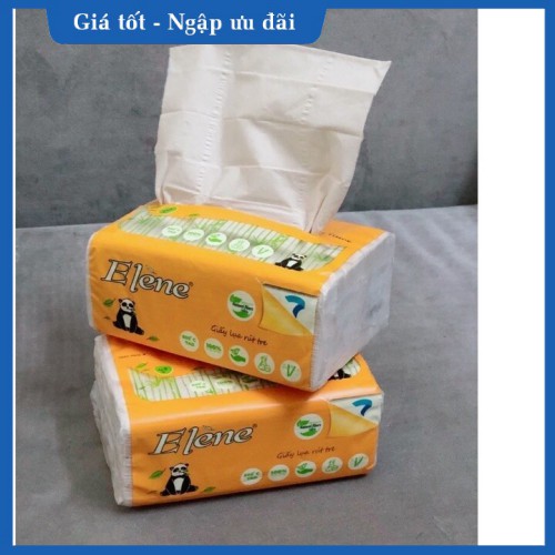 Combo 2 gói khăn giấy rút Gấu trúc Elene 100 tờ 3 lớp gấp