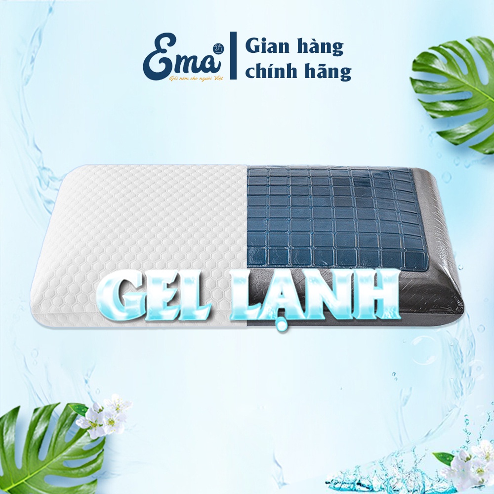 Gối Cao Su Non Than Tre Gel Lạnh EMA Chống Đau Vai Gáy - 2 Mặt Chuyên Biệt Cho Từng Mùa
