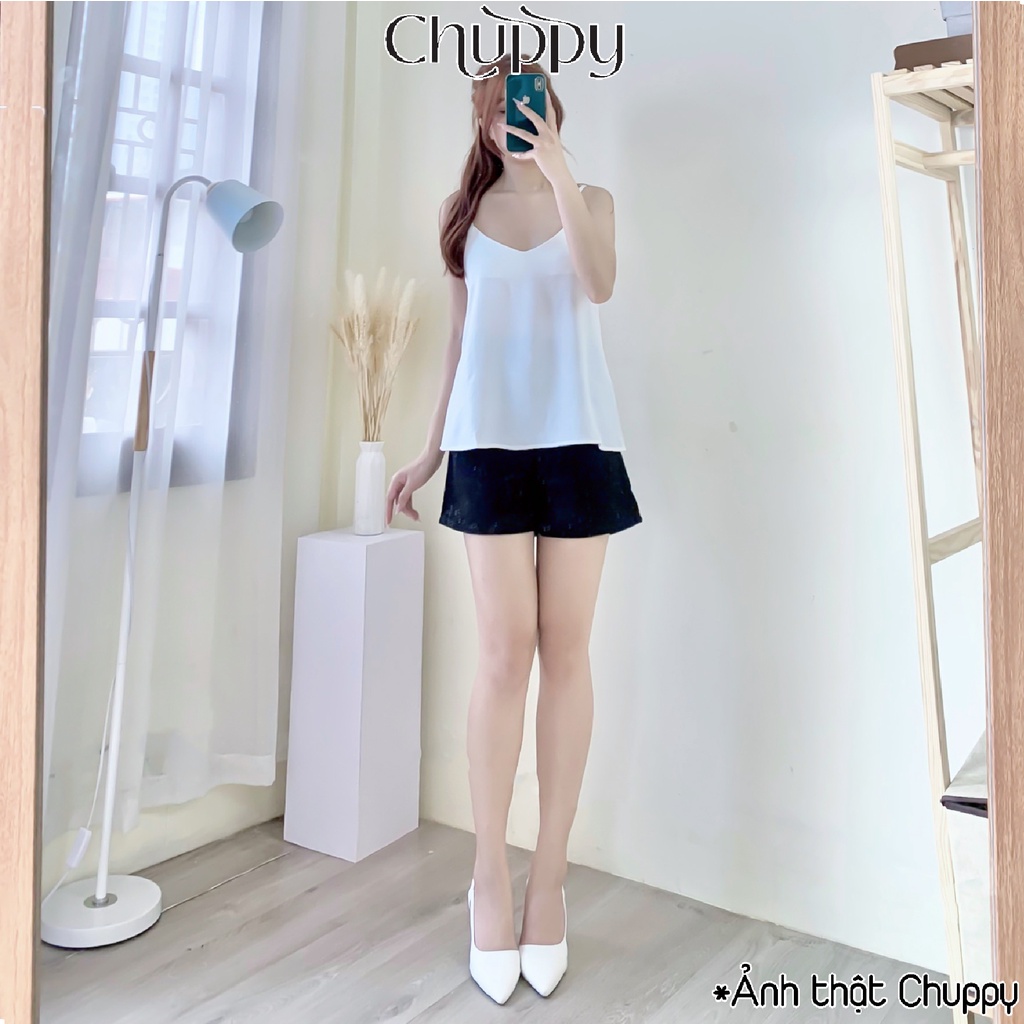 Áo 2 dây đũi lụa CHUPPY form rộng - 2S03