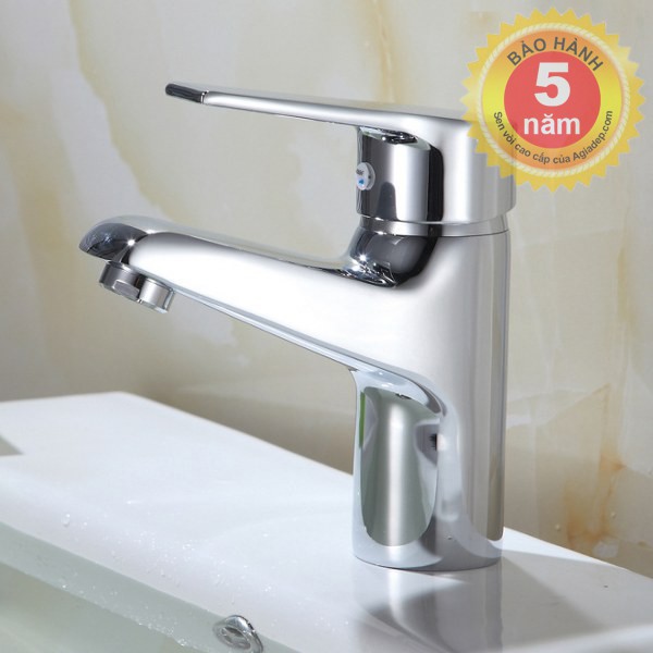 Vòi Lavabo nóng lạnh (trụ tròn to) Hợp kim - Hàng Cao cấp ITALIA (Kèm đôi dây cấp nước)