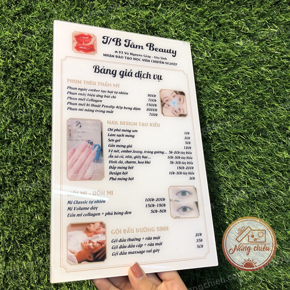 Menu / Bảng giá dịch vụ cho Spa Beauty - Thiết kế thông tin theo yêu cầu Giấy in cao cấp