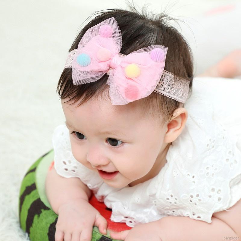 Băng Đô Cài Tóc Vải Lưới Phối Nơ Dễ Thương Cho Bé Gái