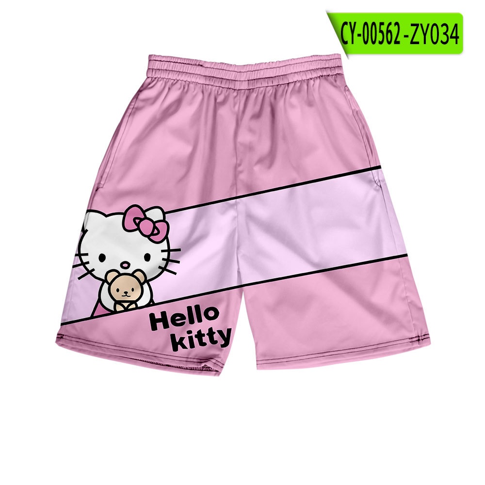 Quần Short Dáng Rộng Họa Tiết HELLO KITTY Thời Trang Cho Nam Và Nữ PV2G