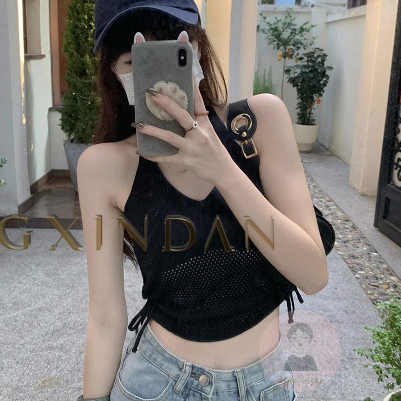 Áo Tank Top Dệt Kim Hở Lưng Màu Trơn Thời Trang Mùa Hè Dành Cho Nữ