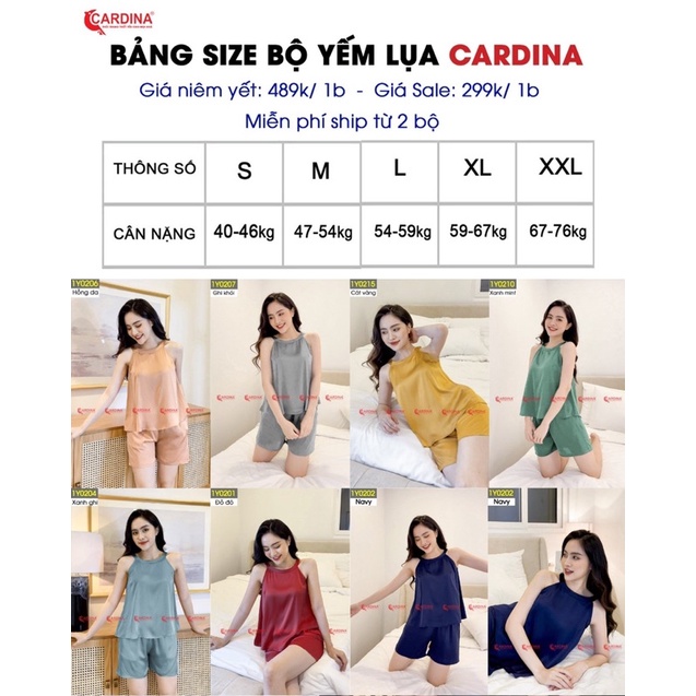 Bộ yếm lụa trơn cao cấp cardina