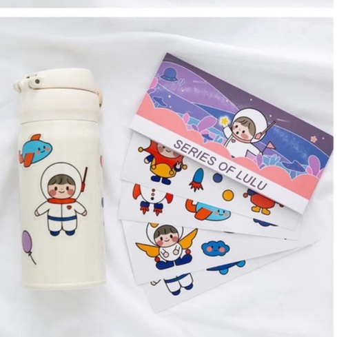 Bộ 4 Tấm Sticker Cute Phong Cách Nhật Bản Hình Vẽ Sắc Nét Siêu Dính Siêu Bền