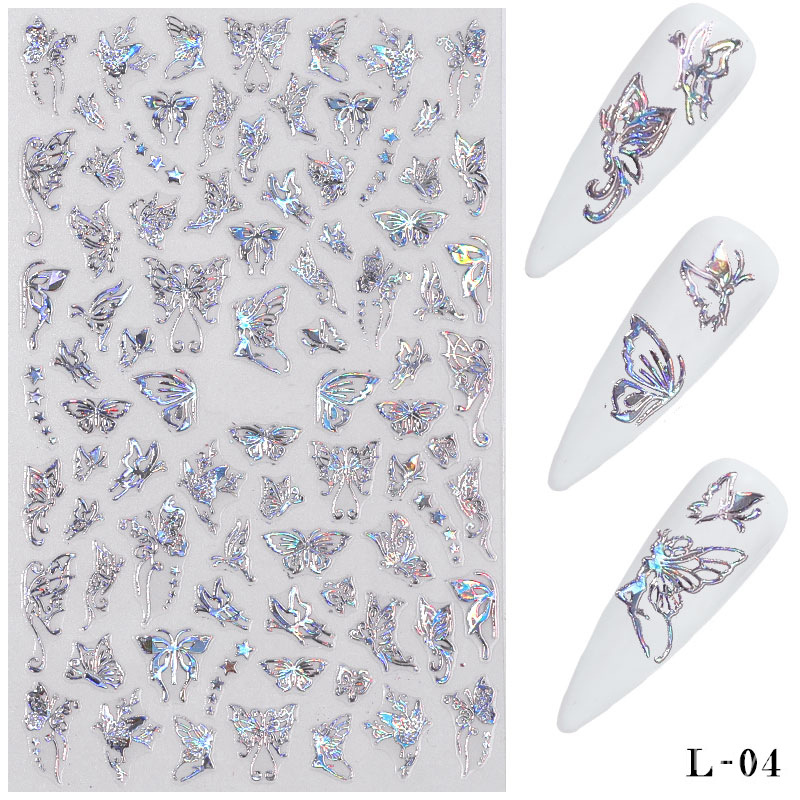 Miếng Dán Trang Trí Móng Tay Hình Bướm 3D Màu Đồng Ba Chiều