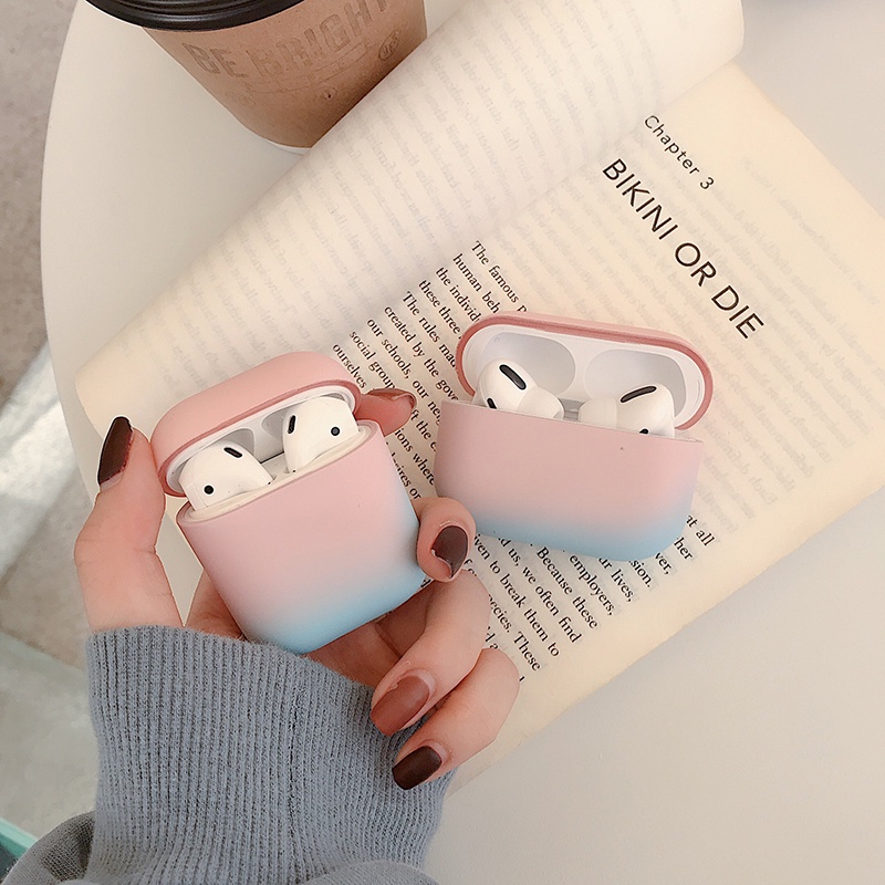 Vỏ Bảo Vệ Hộp Sạc Tai Nghe Cho Airpods 1/2/Pro Bằng Màu Gradient Phong Cách Hàn Quốc Dễ Thương YKD