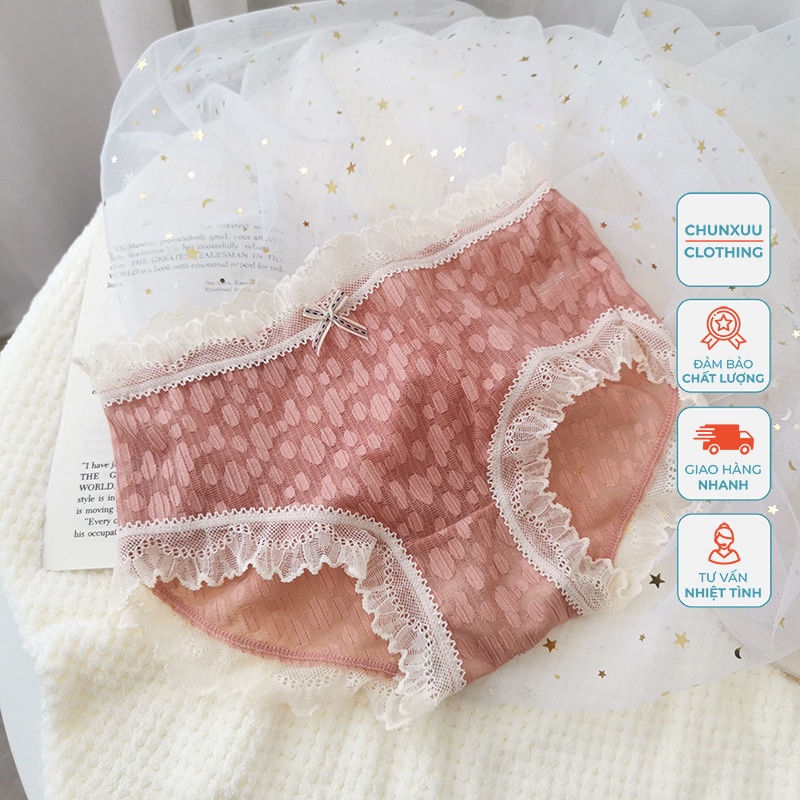 Quần lót ren nữ cao cấp CHUNXUU họa tiết phối ngọt ngào nữ tính, chất liệu mềm mại an toàn kháng khuẩn - QC75