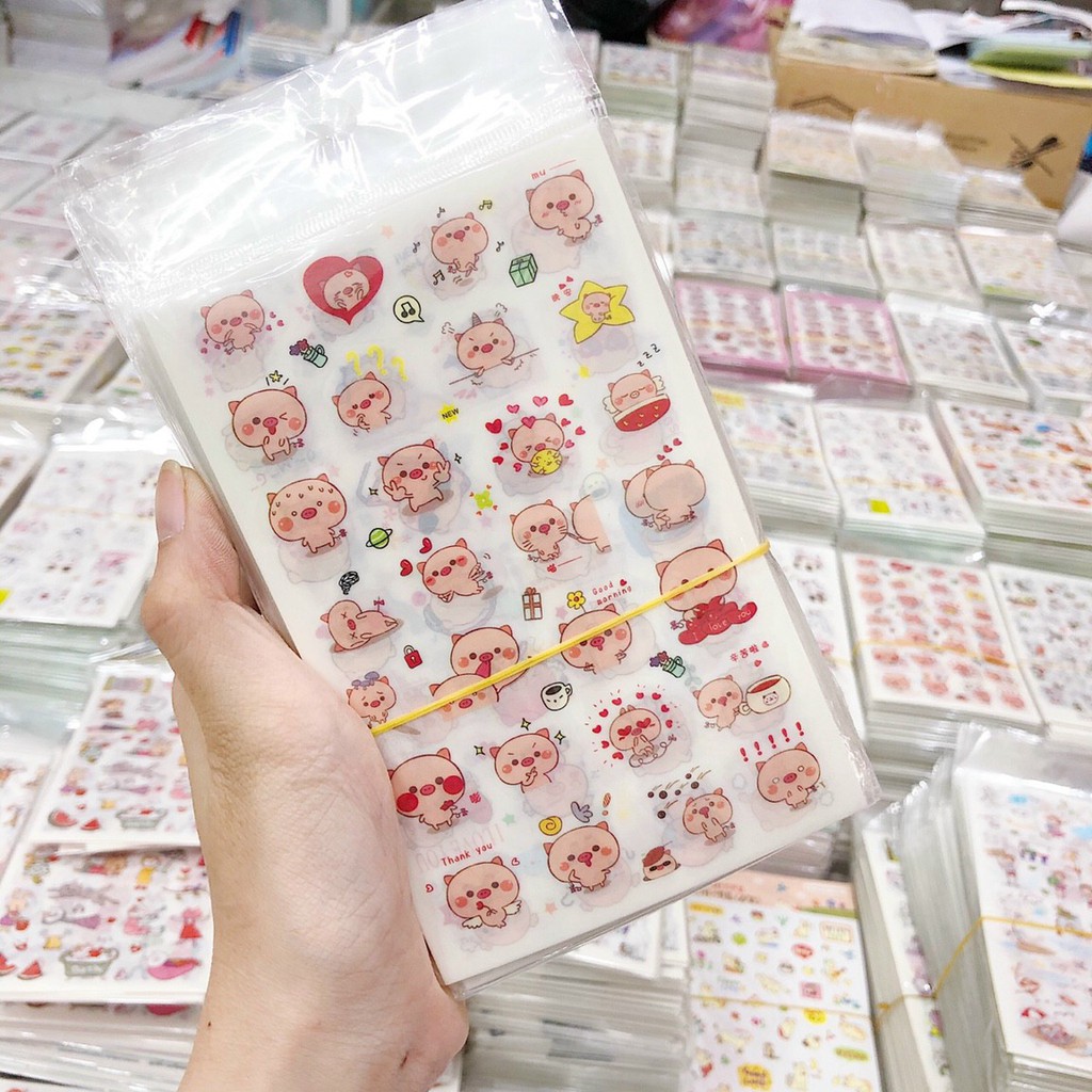 Bộ 6 tấm Sticker siêu kute