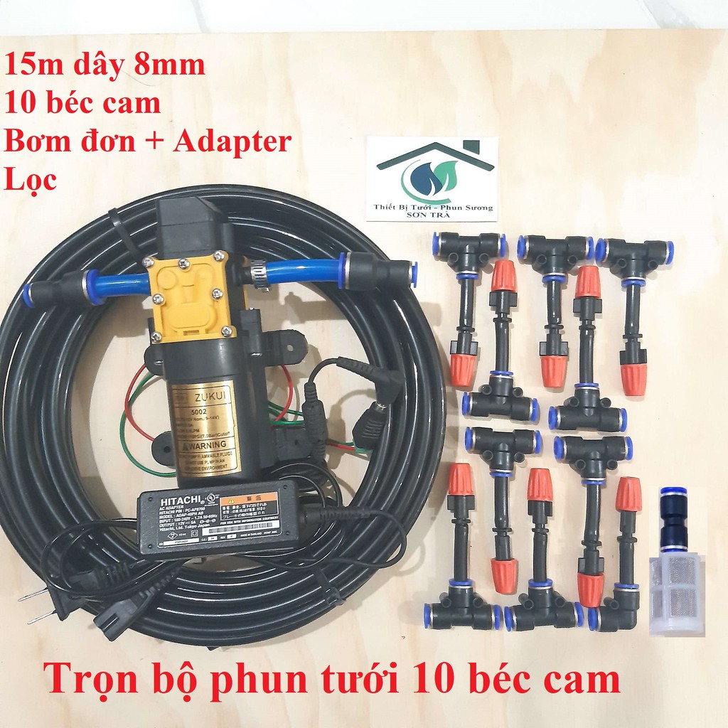 Trọn bộ phun sương tưới lan, rau - 10 béc cam
