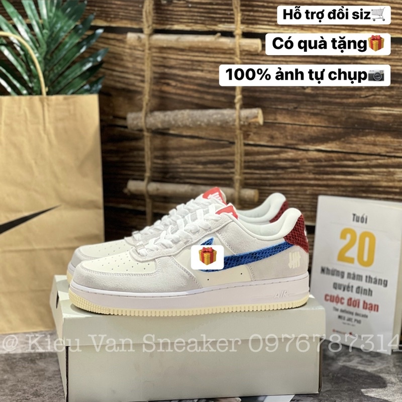 Giày Force1 Low_SP Undefeated On It Dunk/AirForce 1 Dunk Xám Vệt Xanh Da Lộn
