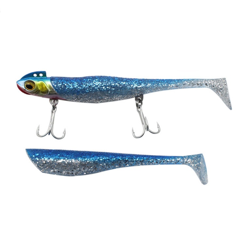 QQ Bộ Mồi Câu Cá Giả Hình Chữ T Bằng PVC Mềm Phản Quang