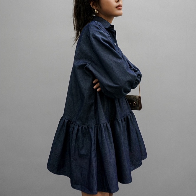 Wavy Denim Dress - Đầm Denim Dáng Phồng