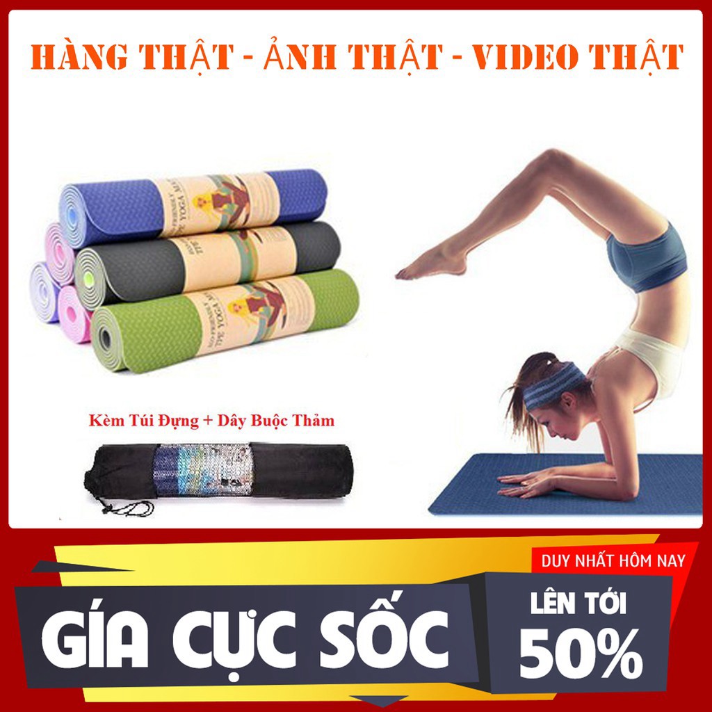 Thảm tập Yoga Cao Cấp 2 Lớp chống trơn trượt 2 + Tặng kèm túi đựng SIÊU HOT