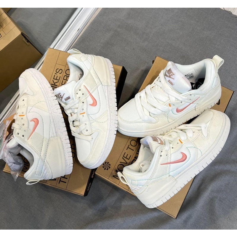 Giày thể thao sneaker sb dunk trắng kem hồng nỉ